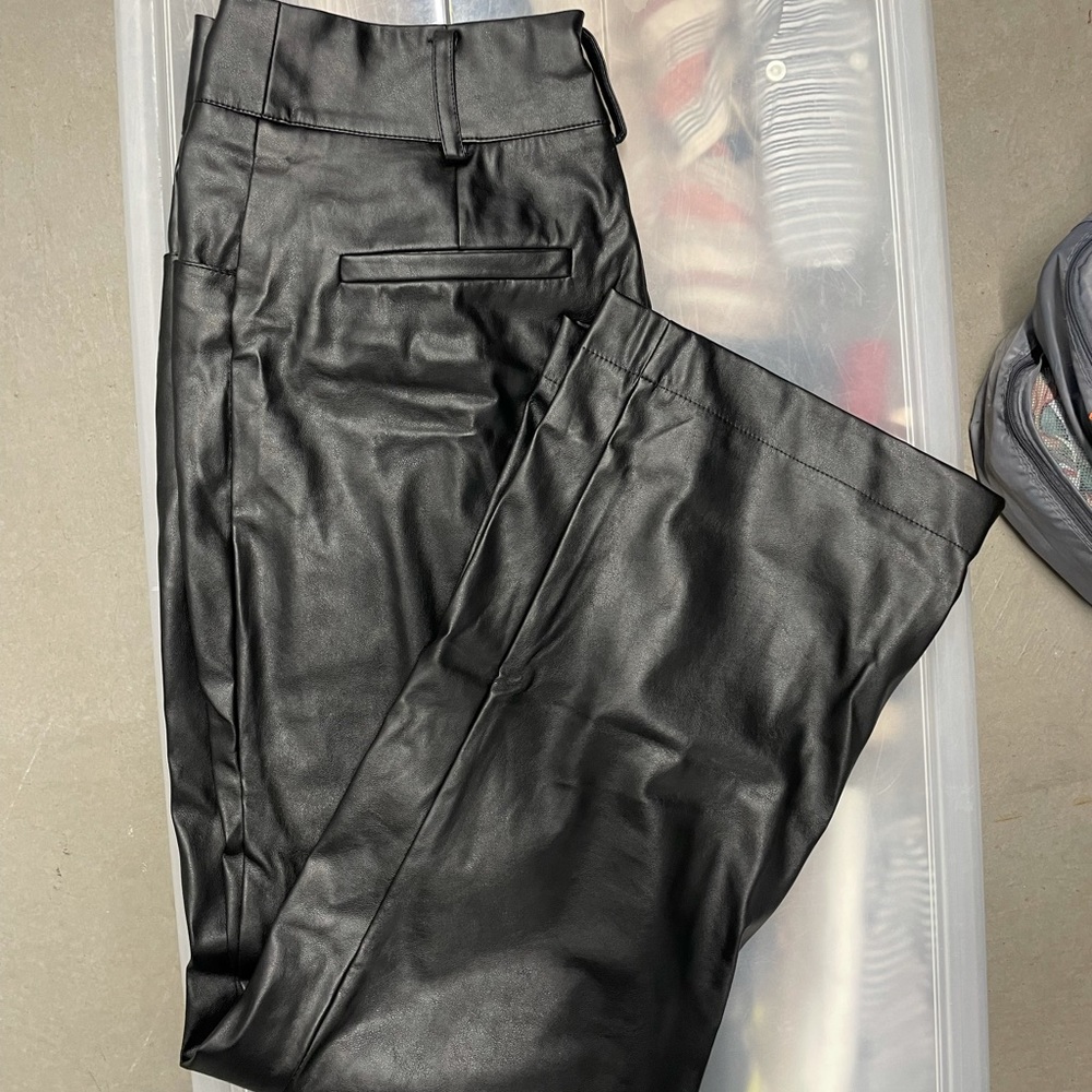 Leather wide leg pants